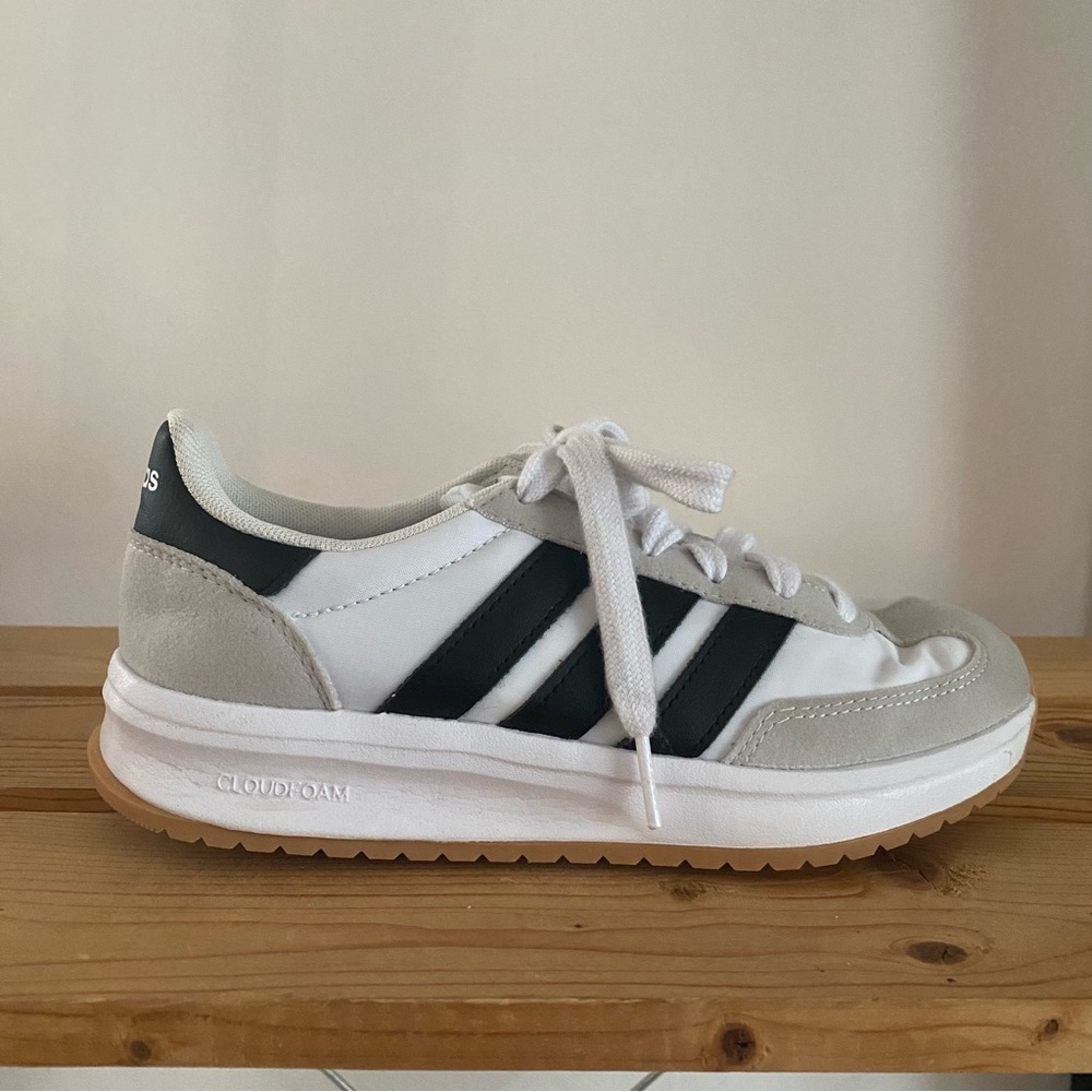 Adidas Kids Run 70s 2.0 White Black Sneakers Shoes 3.5 - Picture 5 of 14